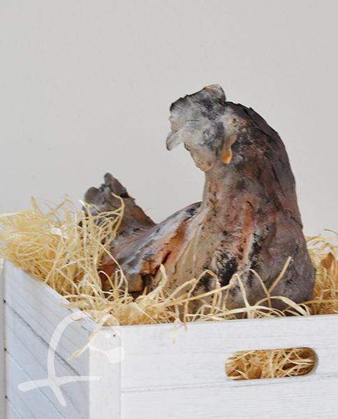 Keramikhuhn Rauchbrand