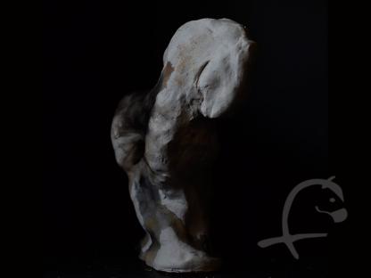 Samurai, Skulptur Pferd Tonnenbrand 20x20 cm